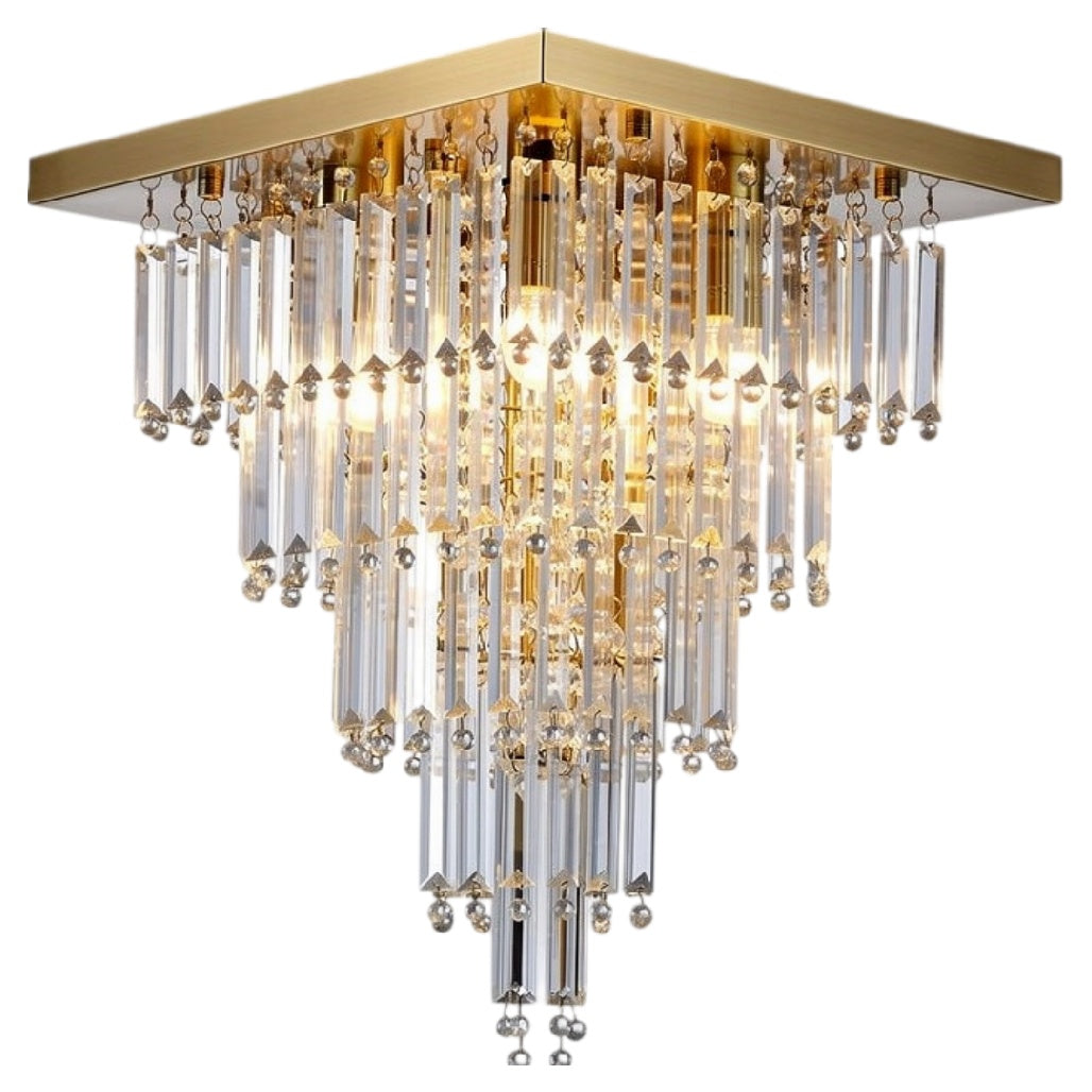 **Technische titel in het Nederlands: Luxe Hanglamp met Kristallen Pendanten en Gouden Afwerking**
